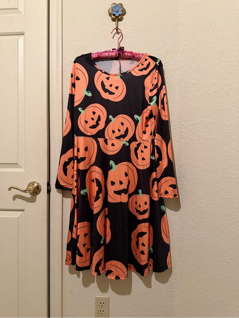 Halloween Pumpkin Print Women’s Dress - Black and Orange